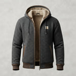 Men's Quilted Sherpa-Lined Hooded Winter Jacket — Dark Grey