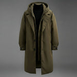 Men's Waterproof Hooded Long Trench Coat — Army Green