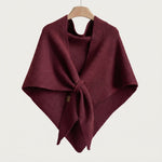 Triangle Knit Shawl Cape – Soft Wrap Poncho — Wine Charm