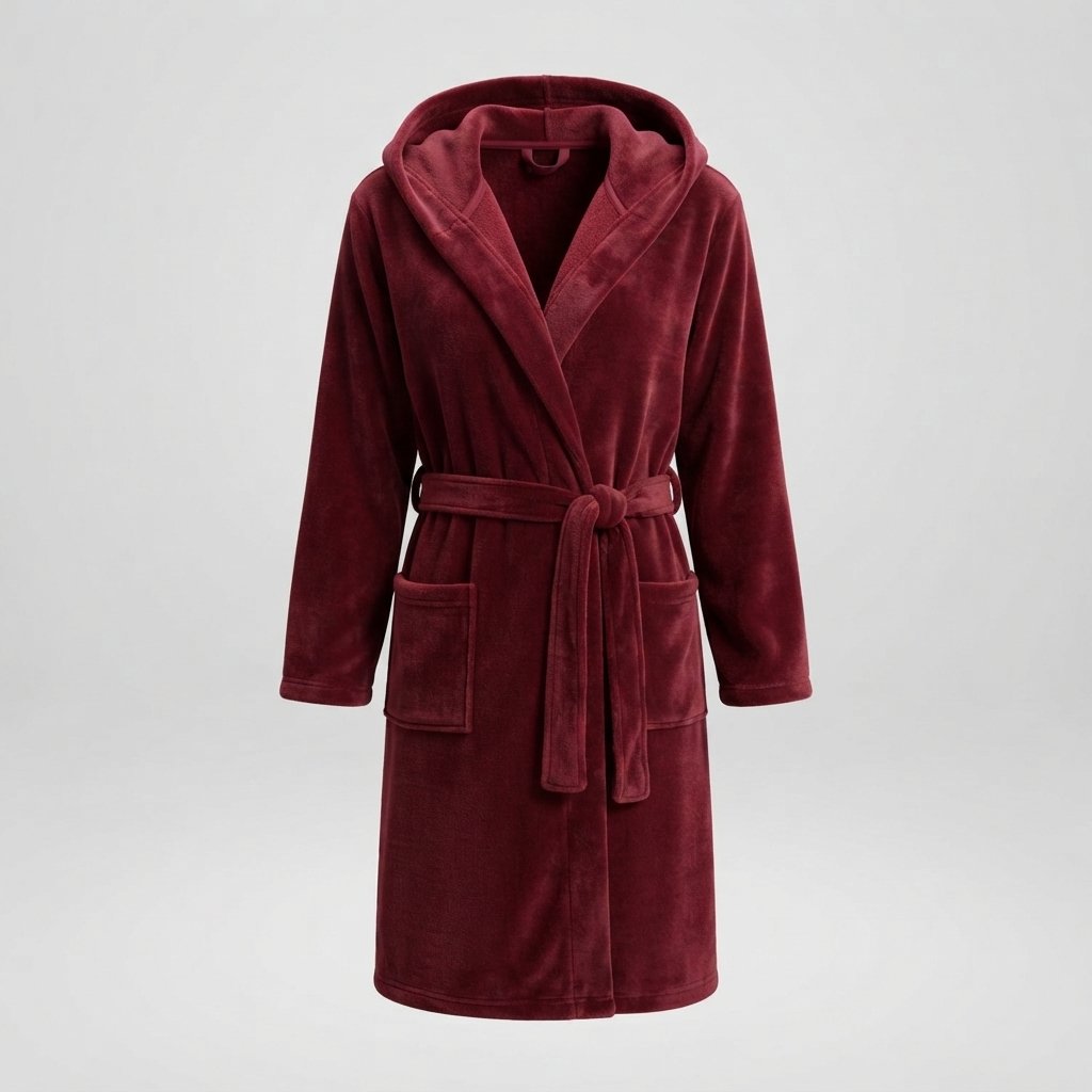 Women's Hooded Fleece Dressing Gown – Long & Cosy — Bordeaux Red