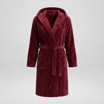 Women's Hooded Fleece Dressing Gown – Long & Cosy — Bordeaux Red