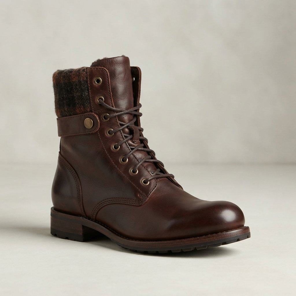 Women's Leather Lace-Up Combat Boots in Dark Brown — Dark Brown