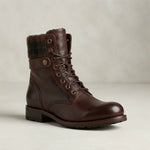 Women's Leather Lace-Up Combat Boots in Dark Brown — Dark Brown