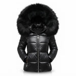 Women's Padded Winter Jacket with Faux Fur Hood — Black - Black Hood