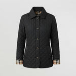 Women's Quilted Jacket with Collar and Button Front — Black