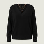 Women's V-Neck Cashmere Jumper, Regular Fit — Black