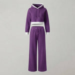 Hoodie & Wide-Leg Trousers Two-Piece Loungewear Set — Purple