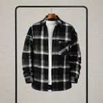 Men's Checked Flannel Overshirt – Relaxed Fit — Black