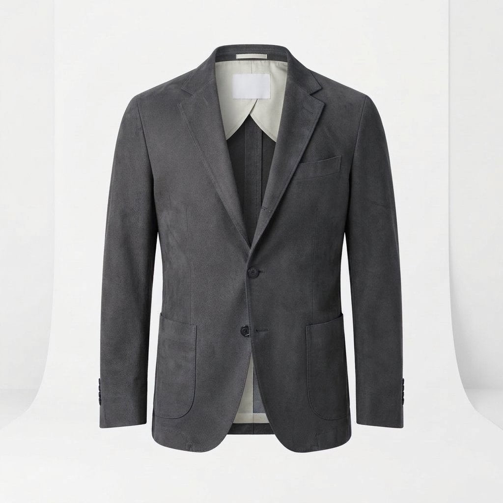Men's Knit Blazer – Smart Casual Tailored Jacket — Dark Grey