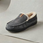 Men's Sherpa-Lined Slip-On Loafer Slippers — Grey