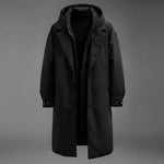 Men's Waterproof Hooded Long Trench Coat — Black