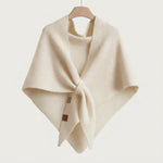 Triangle Knit Shawl Cape – Soft Wrap Poncho — Ivory Glow