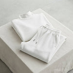 Turtleneck & Wide-Leg Trousers Two-Piece Set — White