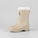Waterproof Winter Boots with Fleece Lining, Mid-Calf — Beige