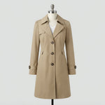 Women's Classic Lapel Trench Coat, Mid-Length Tailored Fit — Khaki