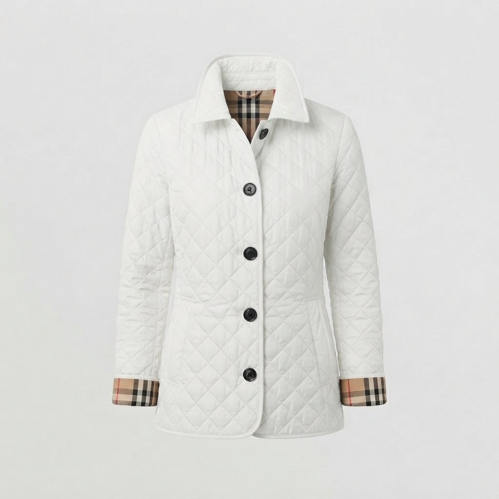 Women's Quilted Jacket – Lightweight Button-Front Coat — White