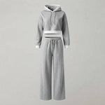Hoodie & Wide-Leg Trousers Two-Piece Loungewear Set — Grey
