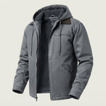Men's Fleece-Lined Hooded Jacket with Removable Hood — Grey