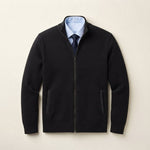 Men's Full-Zip Knit Cardigan – Smart Casual Sweater Jacket — Black