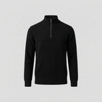 Men's Half-Zip Knit Pullover with Stand Collar — dark navy