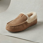 Men's Sherpa-Lined Slip-On Loafer Slippers — Camel