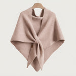 Triangle Knit Shawl Cape – Soft Wrap Poncho — Nude Beige