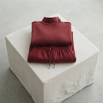 Turtleneck & Wide-Leg Trousers Two-Piece Set — Dark Red