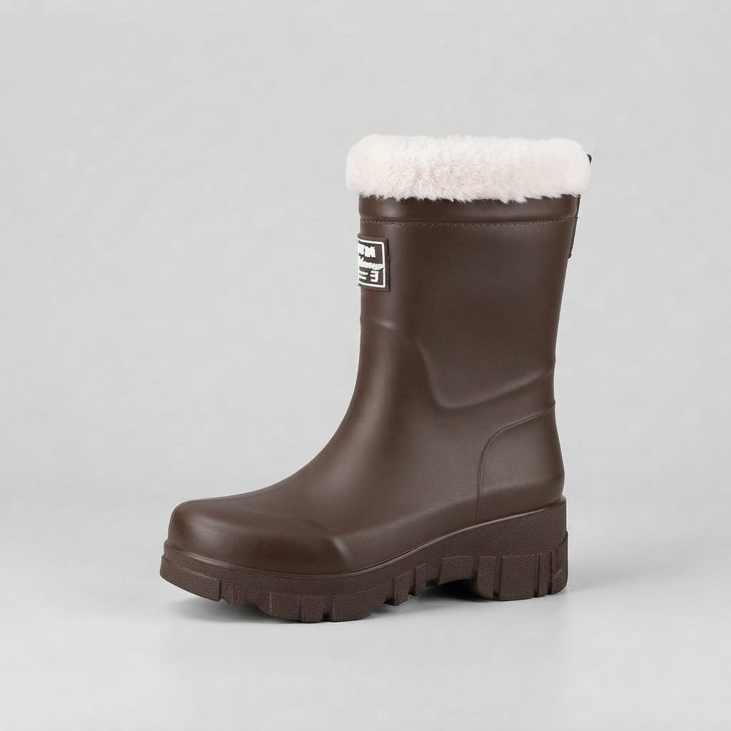 Waterproof Winter Boots with Fleece Lining, Mid-Calf — Brown