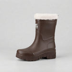 Waterproof Winter Boots with Fleece Lining, Mid-Calf — Brown