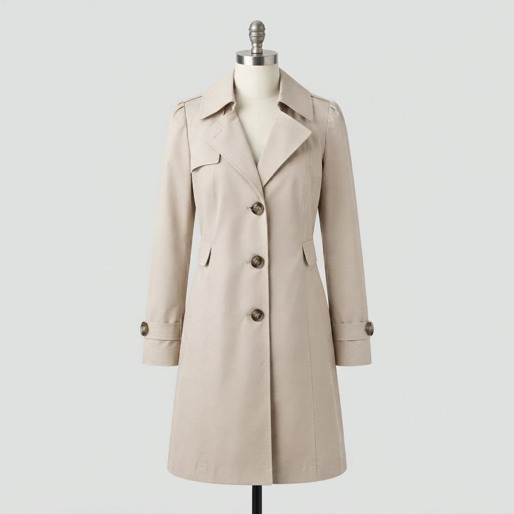 Women's Classic Lapel Trench Coat, Mid-Length Tailored Fit — Beige