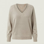 Women's V-Neck Cashmere Jumper, Regular Fit — Beige