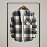 Men's Checked Flannel Overshirt – Relaxed Fit — Grey