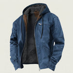 Men's Fleece-Lined Hooded Jacket with Removable Hood — Blue