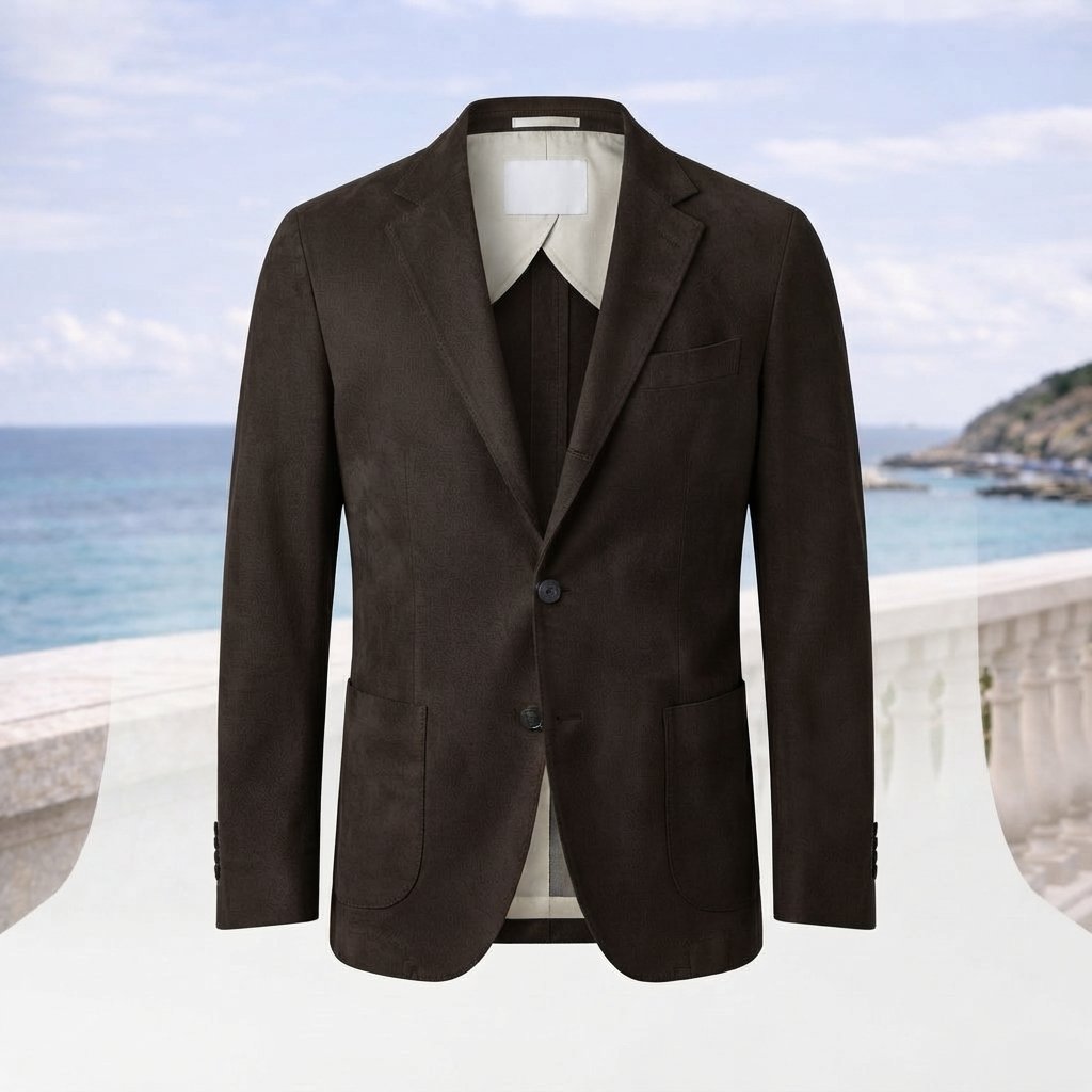 Men's Knit Blazer – Smart Casual Tailored Jacket — Dark Brown