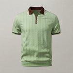 Textured Knit Quarter-Zip Polo Shirt, Tailored Fit — Light Green