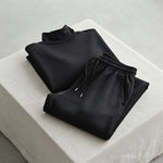 Turtleneck & Wide-Leg Trousers Two-Piece Set — Black