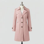 Women's Classic Lapel Trench Coat, Mid-Length Tailored Fit — Pink