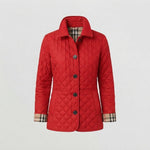 Women's Quilted Jacket – Lightweight Button-Front Coat — Red