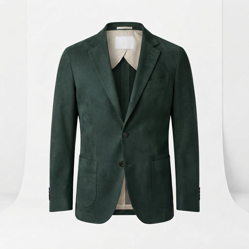 Men's Knit Blazer – Smart Casual Tailored Jacket — Dark Green
