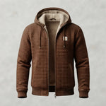 Men's Quilted Sherpa-Lined Hooded Winter Jacket — Brown