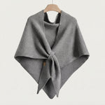 Triangle Knit Shawl Cape – Soft Wrap Poncho — Stone Grey