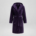 Women's Hooded Fleece Dressing Gown – Long & Cosy — Dark Purple