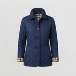 Women's Quilted Jacket – Lightweight Button-Front Coat — Navy Blue
