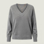 Women's V-Neck Cashmere Jumper, Regular Fit — Grey