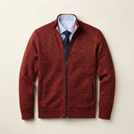 Men's Full-Zip Knit Cardigan – Smart Casual Sweater Jacket — Red
