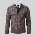 Men's Full-Zip Mock Neck Knit Cardigan Sweater — Coffee