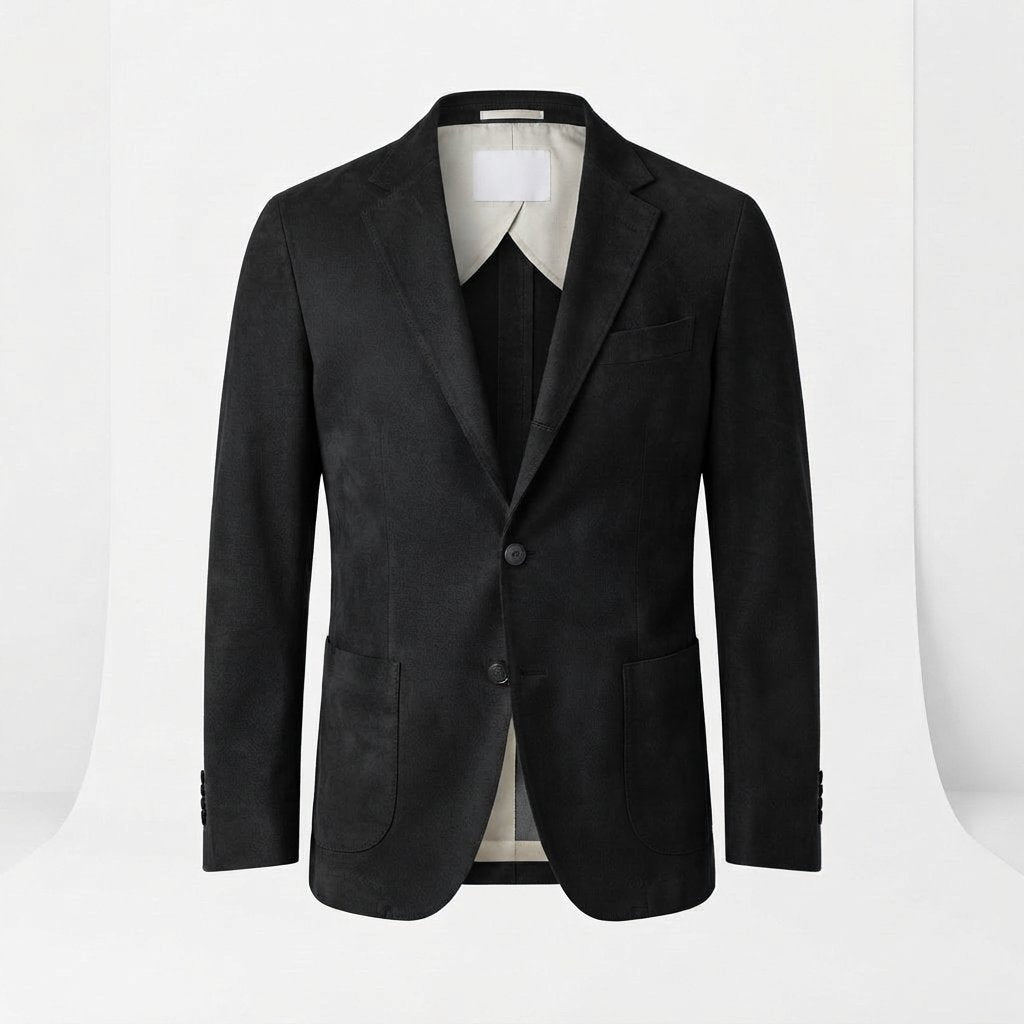 Men's Knit Blazer – Smart Casual Tailored Jacket — Black