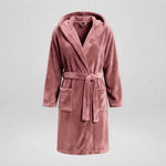 Women's Hooded Fleece Dressing Gown – Long & Cosy — Old Pink