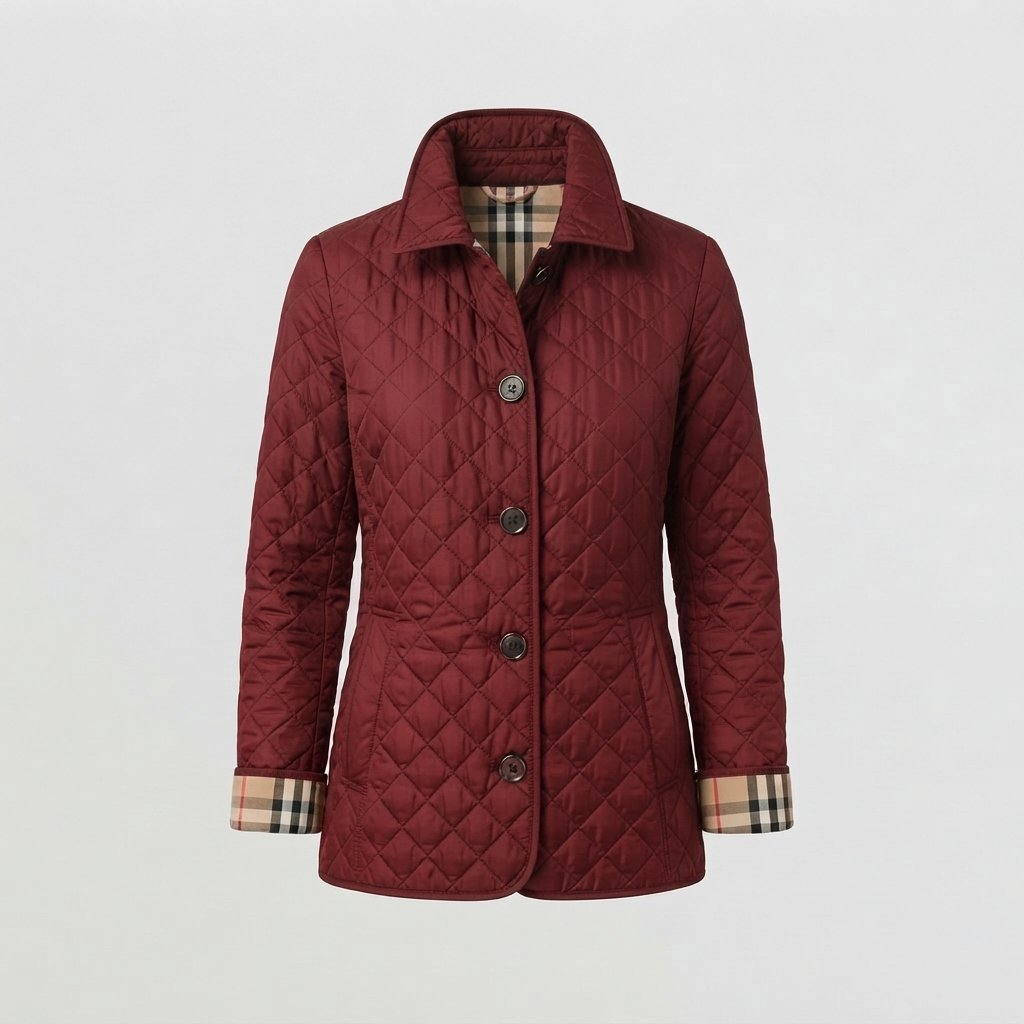 Women's Quilted Jacket – Lightweight Button-Front Coat — Wine Red