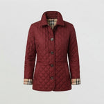 Women's Quilted Jacket – Lightweight Button-Front Coat — Wine Red